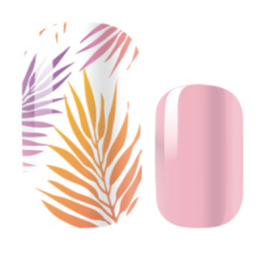 colorful palm tree vacation pink nail polish wrap stickers