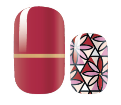 red flower with solid red nail polish wrap sticker