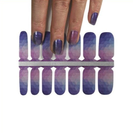 violet purple silver nail polish wrap stickers