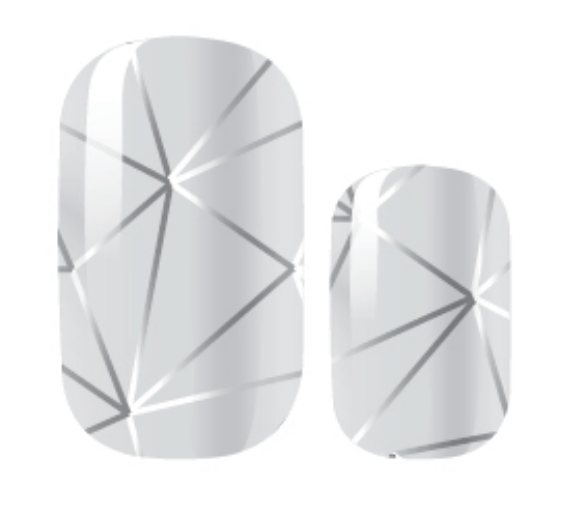 silver and white geometric design nail polish wrap stickers