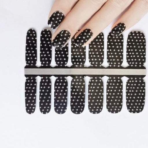 Black and silver glitter nail polish wrap sticker