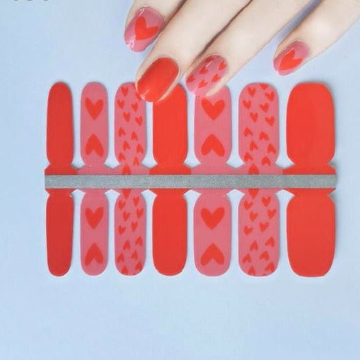red heart valentine nail polish wrap stickers
