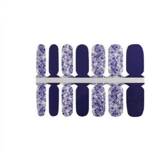 blue flowers paisley nail polish wrap stickers