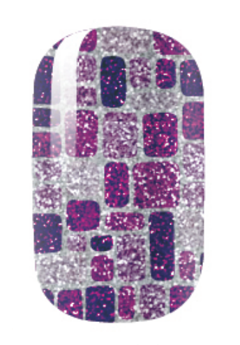 purple silver glitter mosaic nail polish wrap stickers