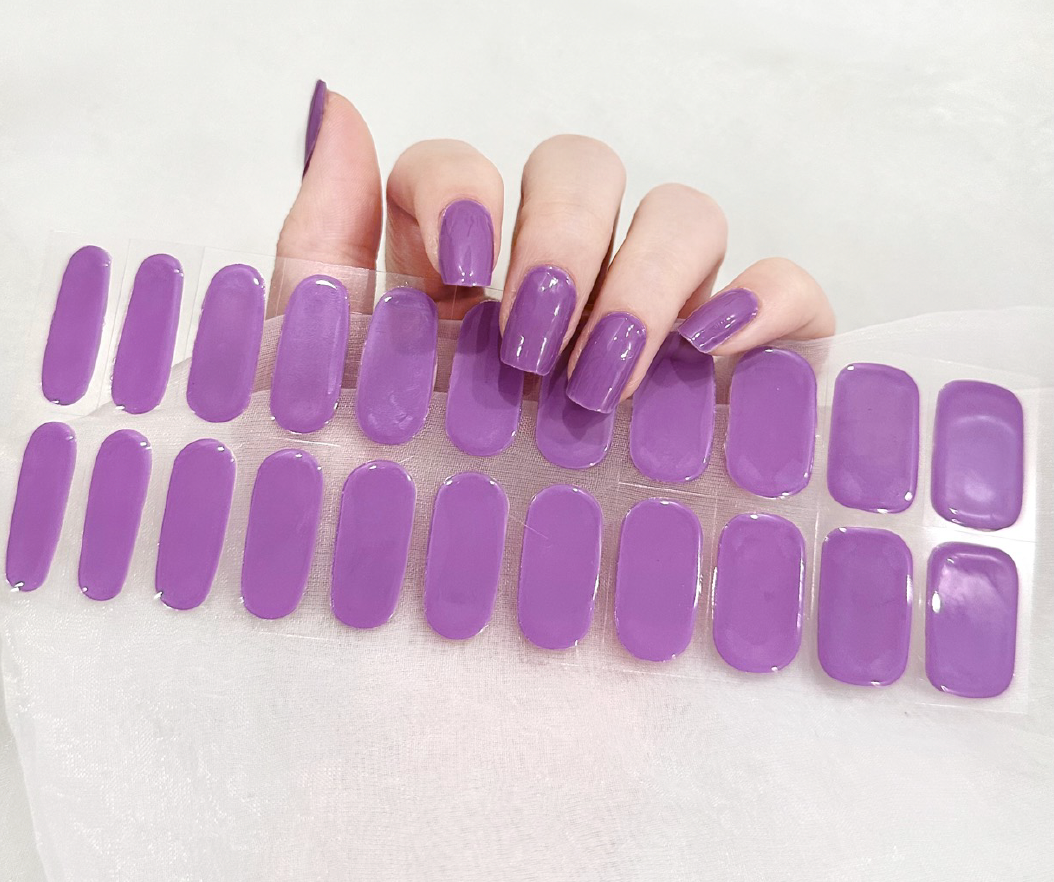 purple semi cured gel nail polish wrap stickers