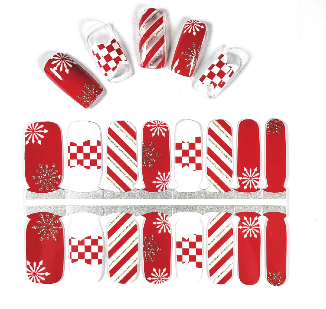 christmas candy cane sparkle glitter nail polish wrap stickers