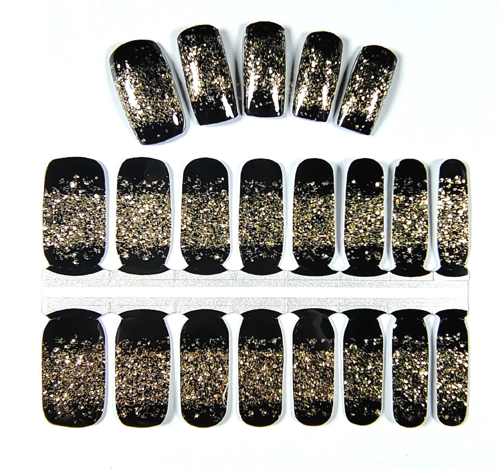 black gold glitter nail polish wrap stickers